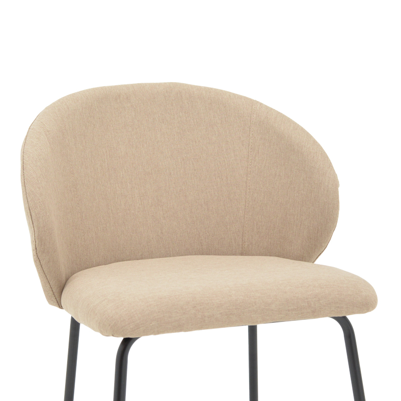Καρέκλα Olympian pakoworld ύφασμα σε μπεζ απόχρωση με μαύρο μεταλλικό πόδι 50x55x83εκ 6