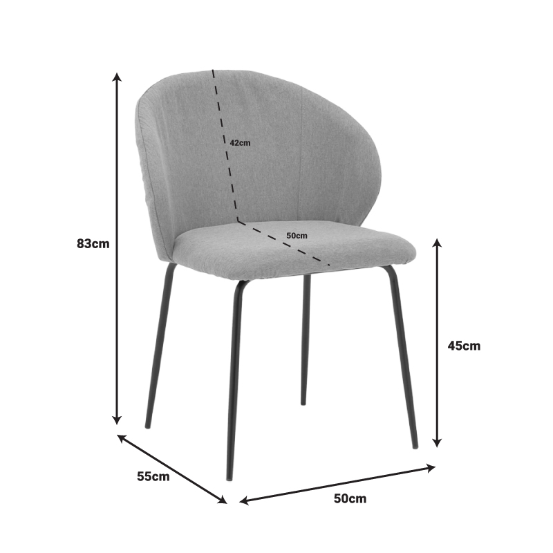 Καρέκλα Olympian pakoworld ύφασμα σε μπεζ απόχρωση με μαύρο μεταλλικό πόδι 50x55x83εκ 8