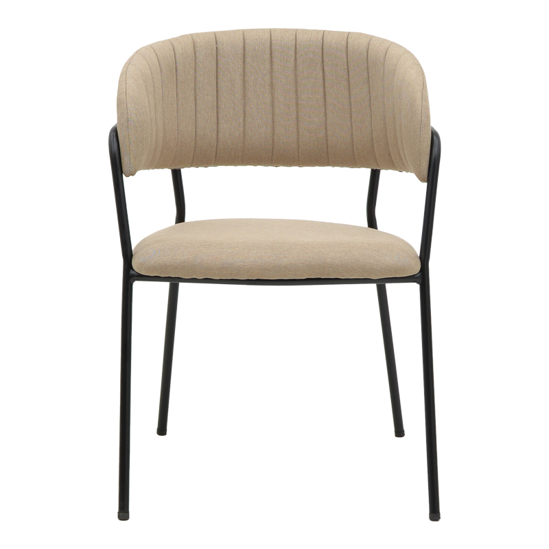 Καρέκλα Morel pakoworld μπεζ ύφασμα-πόδι μαύρο μέταλλο 55x55x76εκ 4