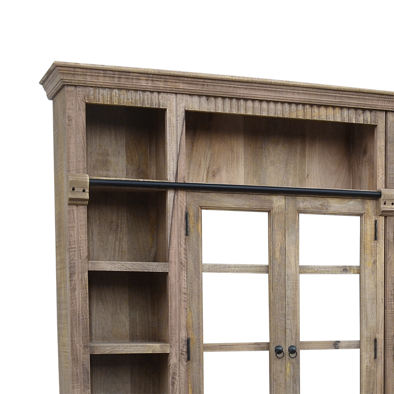 Βιβλιοθήκη Librardy Inart lime wash μασίφ mango ξύλο 247x35x220εκ 3