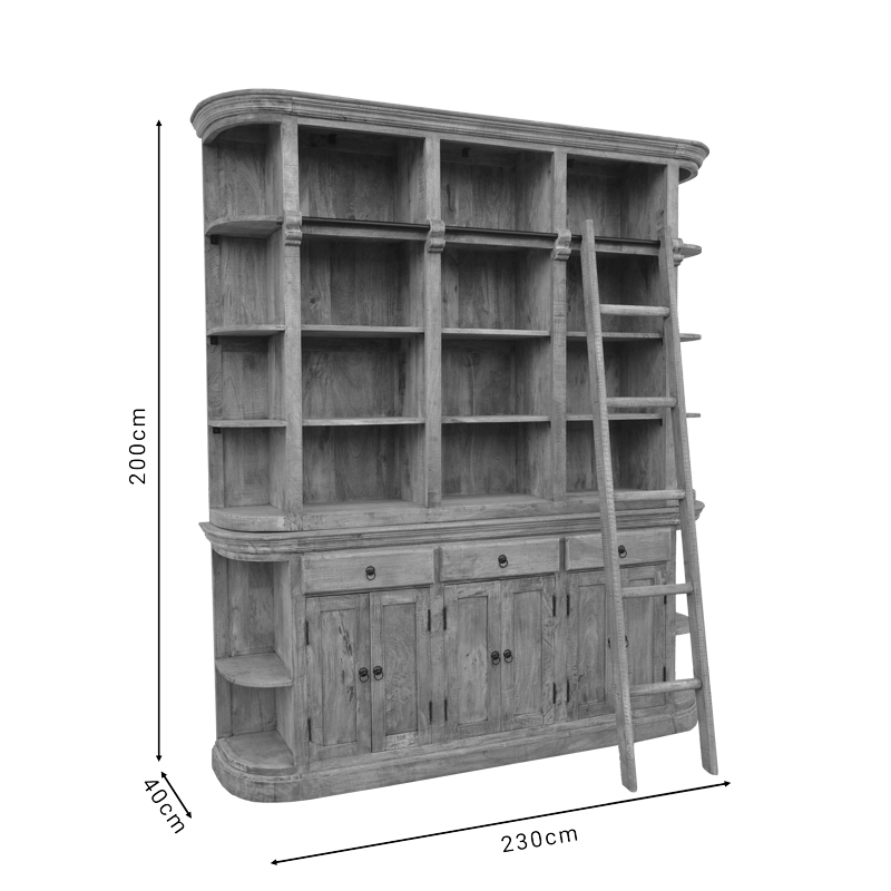 Βιβλιοθήκη Shelvy Inart sonoma μασίφ mango ξύλο 200x40x230εκ 5