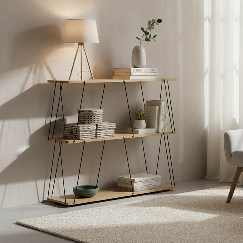 Βοηθητικό τραπέζι-ραφιέρα Tars pakoworld oak-μαύρο 80x30x69.2εκ 1