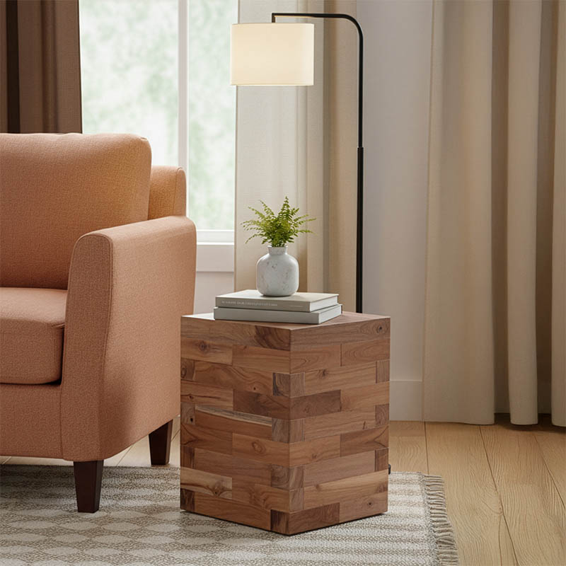 Βοηθητικό τραπέζι Werzy Inart φυσικό μασίφ ξύλο teak 35x35x49εκ 1