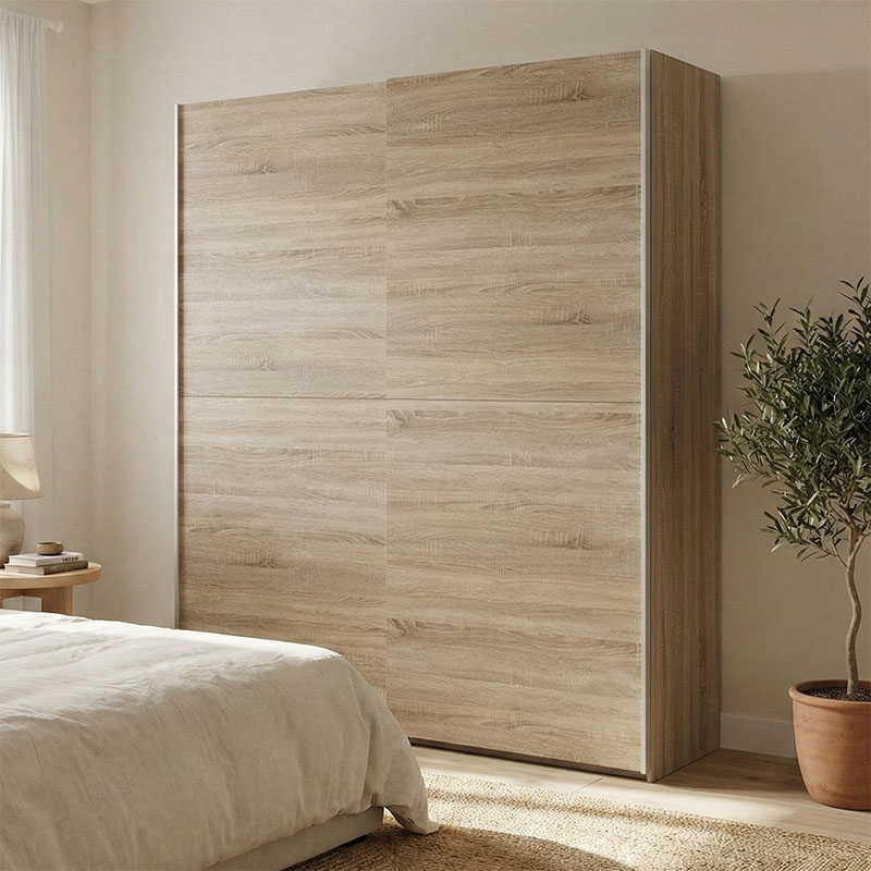 Ντουλάπα ρούχων Noez pakoworld δίφυλλη με ράφια sonoma μελαμίνης 170.5x61x190.5εκ 2