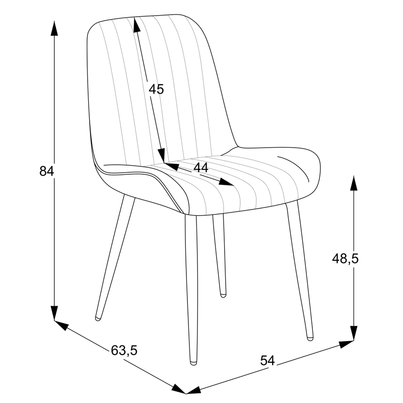 Καρέκλα Versa pakoworld εκρού ύφασμα-πόδι μαύρο μέταλλο 54x63.5x84εκ 6