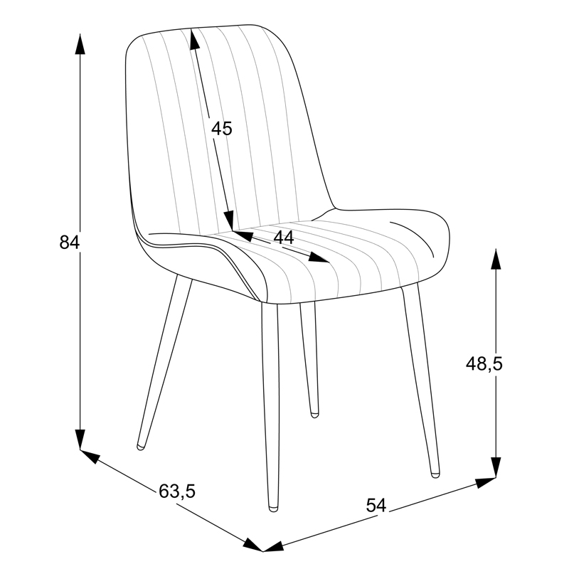 Καρέκλα Versa pakoworld γκρι-μπλε ύφασμα-πόδι μαύρο μέταλλο 54x63.5x84εκ 6