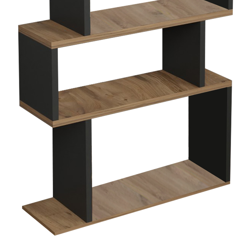Βιβλιοθήκη Iolmi pakoworld ανθρακί-oak μελαμίνης 60x19.5x160εκ 3