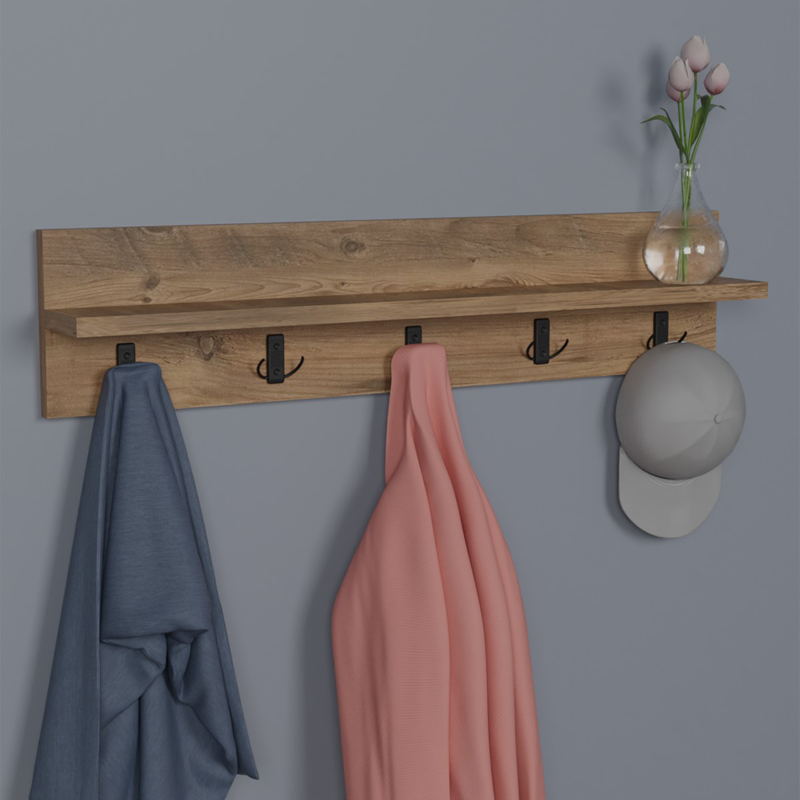 Κρεμάστρα τοίχου Esform pakoworld oak μελαμίνης 80x11x18εκ 2