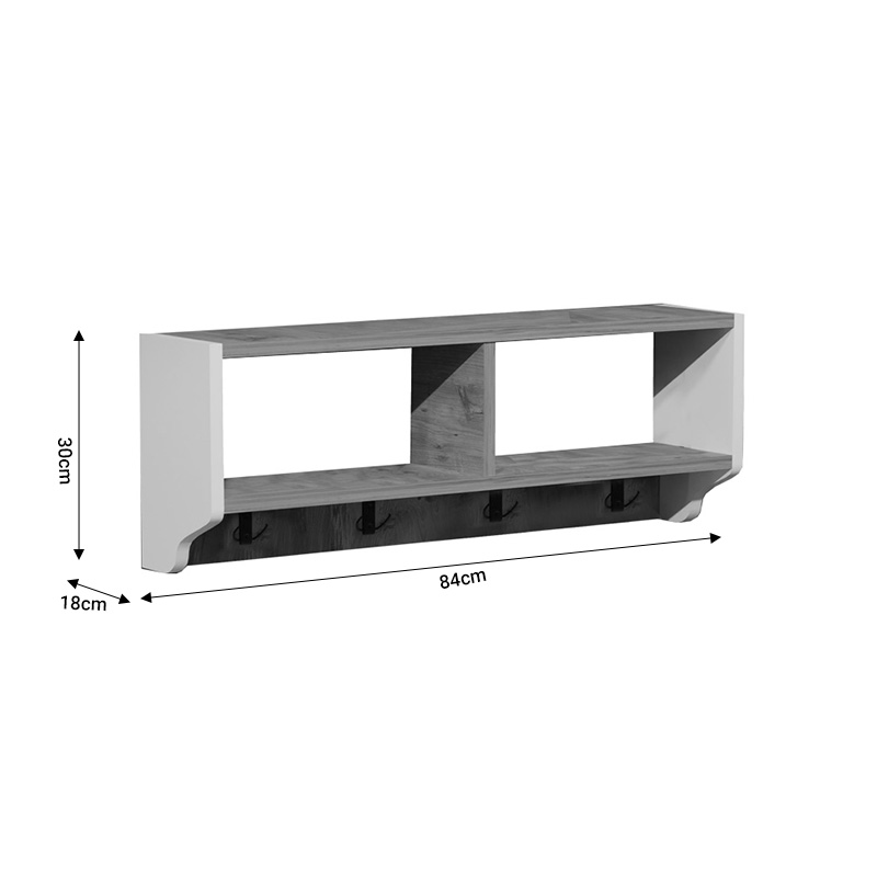 Κρεμάστρα τοίχου Gyrzi pakoworld oak-λευκό μελαμίνης 84x18x30εκ 4