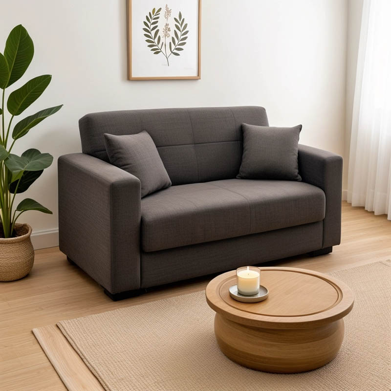 Καναπές-κρεβάτι με αποθηκευτικό χώρο διθέσιος Vox pakoworld ανθρακί ύφασμα 154x82x83εκ 1