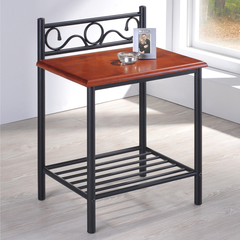 Κομοδίνο Kellien pakoworld ξύλο σε καρυδί απόχρωση-μαύρο μέταλλο 45x35x62εκ 1