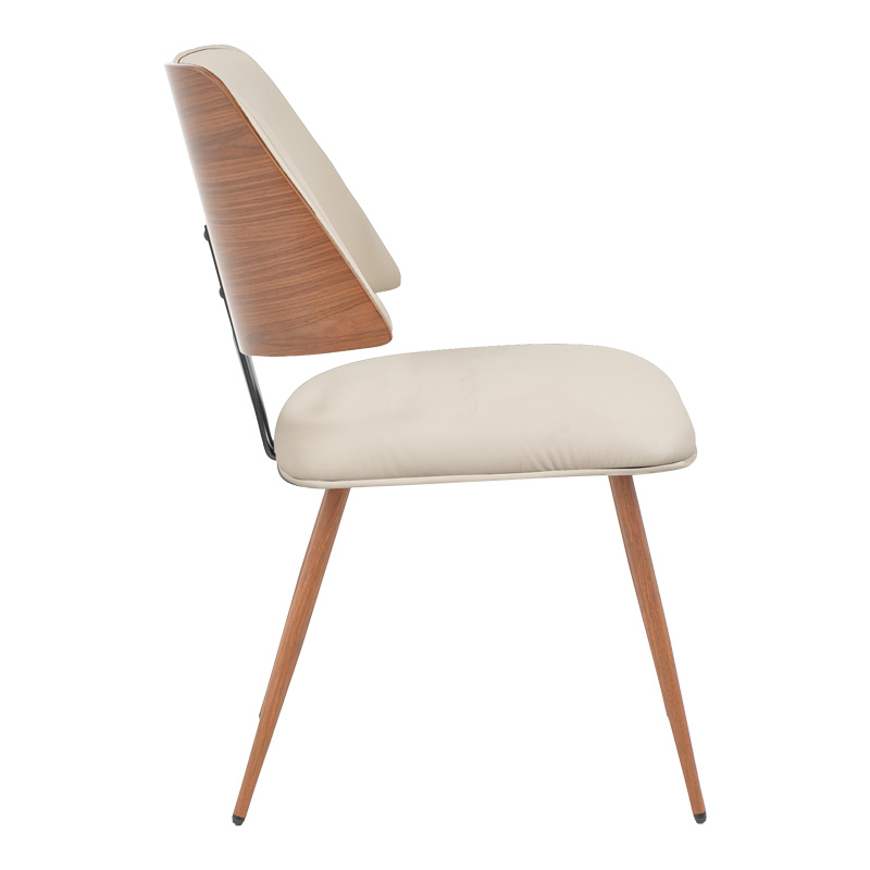 Καρέκλα Ubane pakoworld μπεζ pu-πόδι καρυδί μέταλλο 53x62.5x85εκ 2