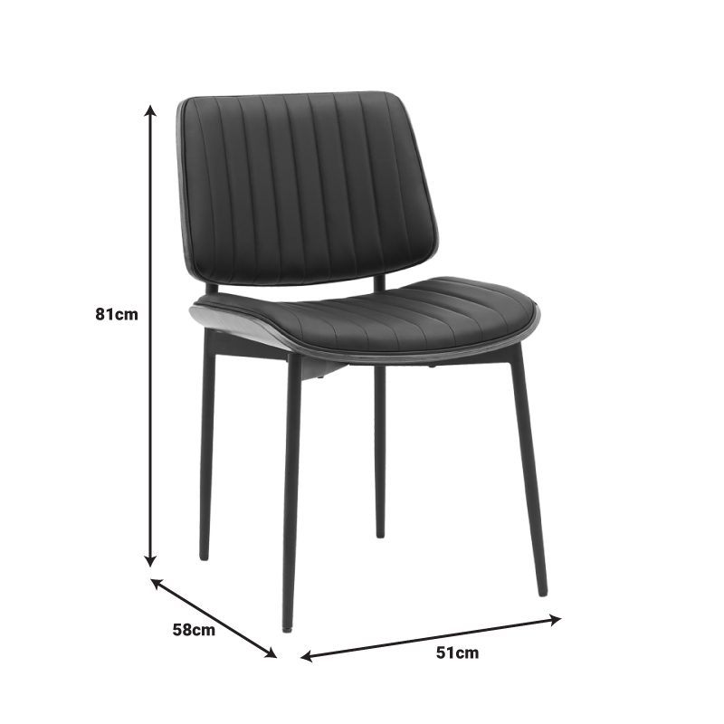 Καρέκλα Kathy pakoworld μαύρο pu-καρυδί μέταλλο 51x58x81εκ 6