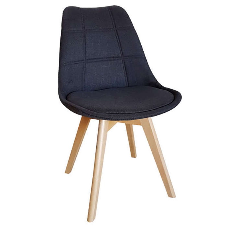 Καρέκλα Τραπεζαρίας Ξύλινη 4τμχ  Black Ύφασμα 50x56x46-83εκ. 1