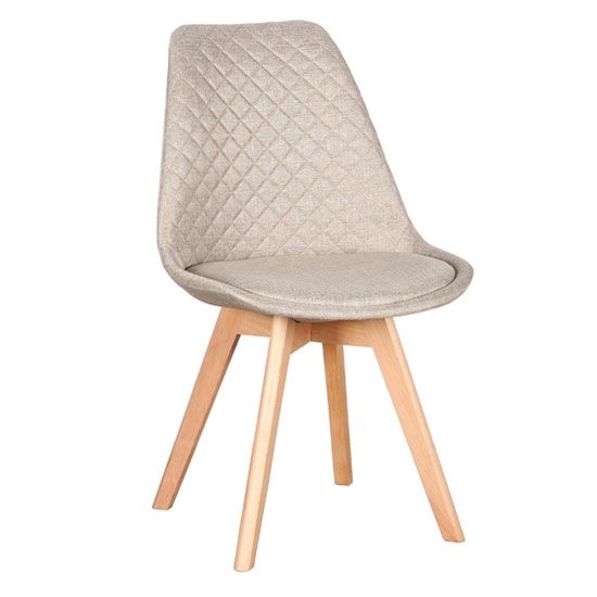 Καρέκλα Τραπεζαρίας Ξύλινη 4τμχ  S Beige Ύφασμα 50x56x84εκ. 1