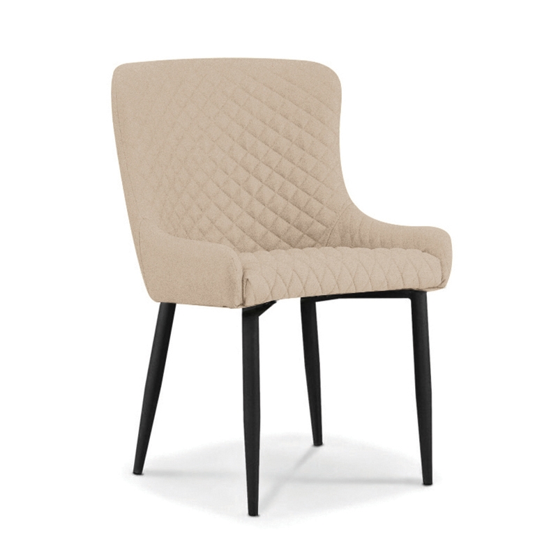 Καρέκλα Τραπεζαρίας Μεταλλική 2τμχ  Beige Ύφασμα 48x55x50-86εκ. 1