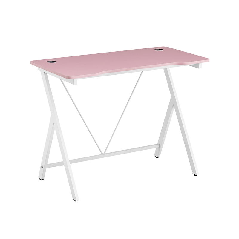 ΓΡΑΦΕΙΟ 100X50X75εκ.ΡΟΖ MDF/ΛΕΥΚΟ ΜΕΤΑΛΛΙΚΟ 1