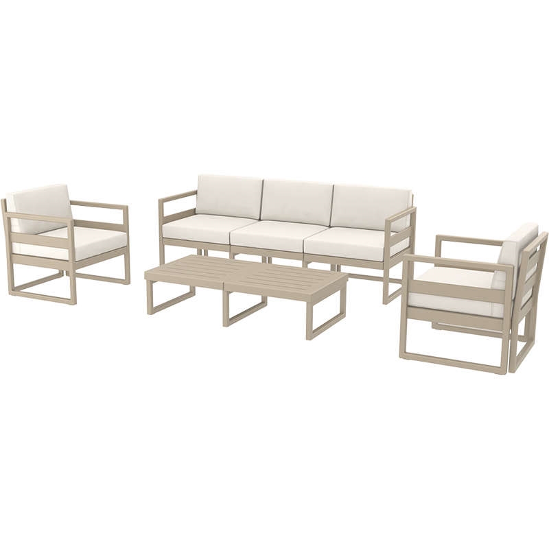 SET 3ΘΕΣ.TAUPE ΜΕ ΜΑΞ.(3ΘΕΣ.+2ΠΟΛ.+ΤΡΑΠ 130εκ.) 1