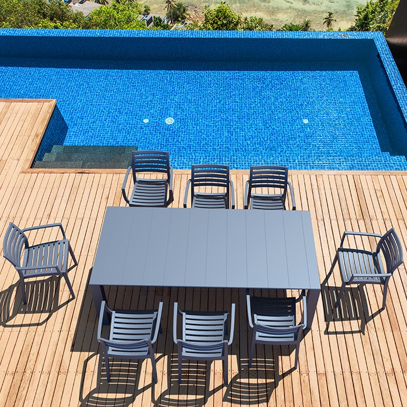 Σετ Τραπεζαρίας 9τμχ Dark Grey 100X180/220Χ75εκ. 1