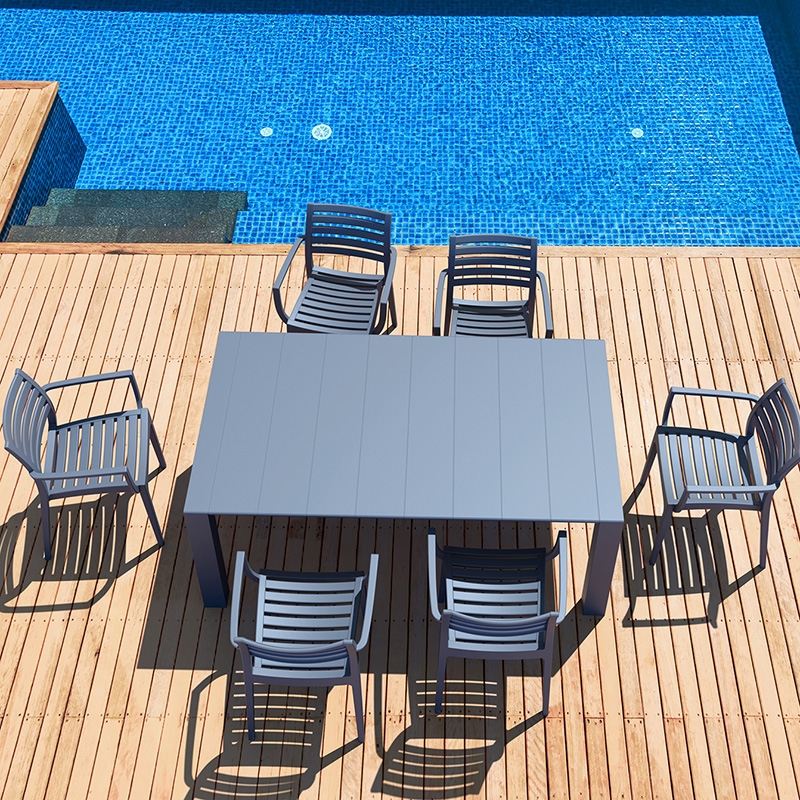 Σετ Τραπεζαρίας 7τμχ  Dark Grey 100X180/220Χ75εκ. 1