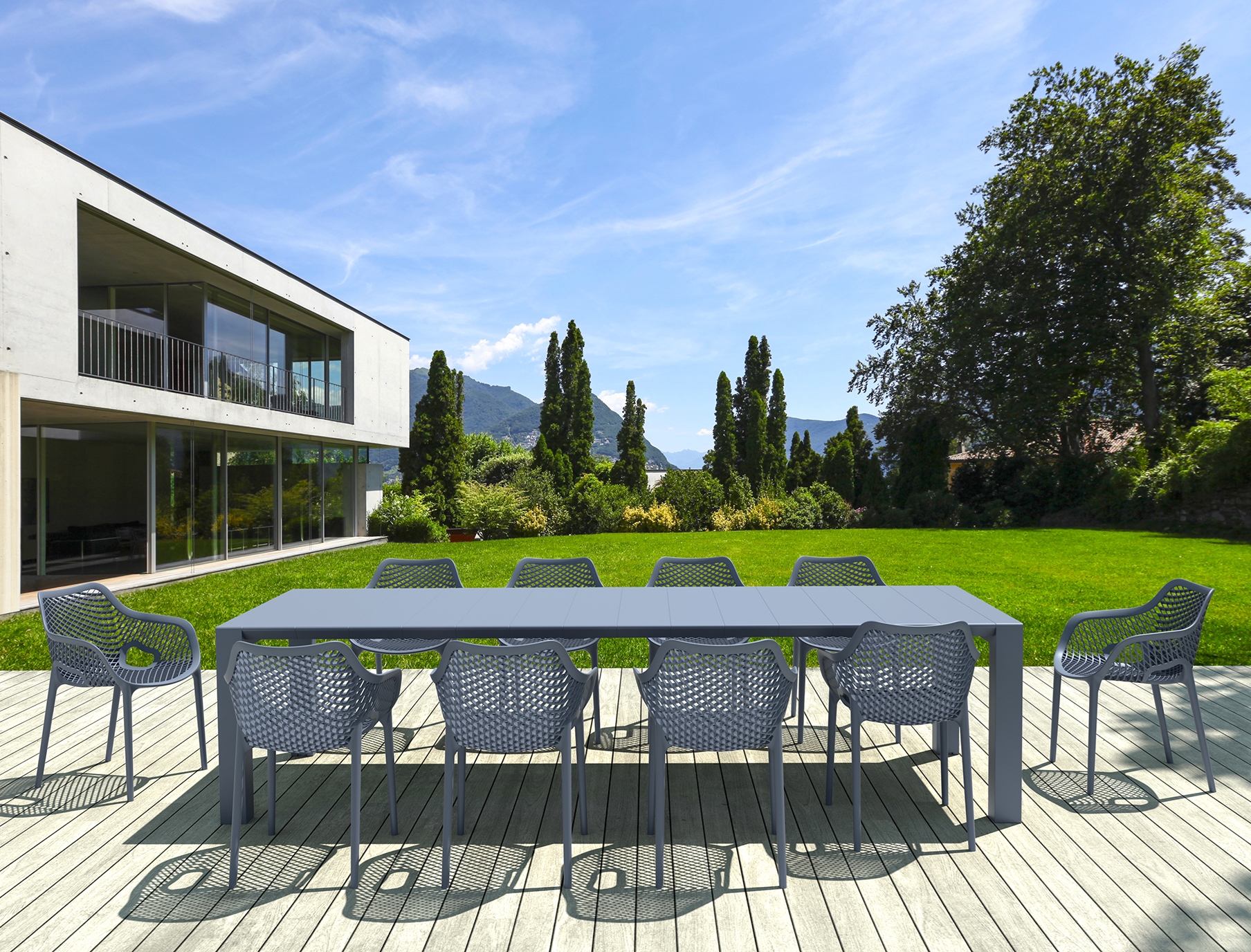 Σετ Τραπεζαρίας 11τμχ  Air XL Dark Grey 100X260/300Χ75εκ. 1