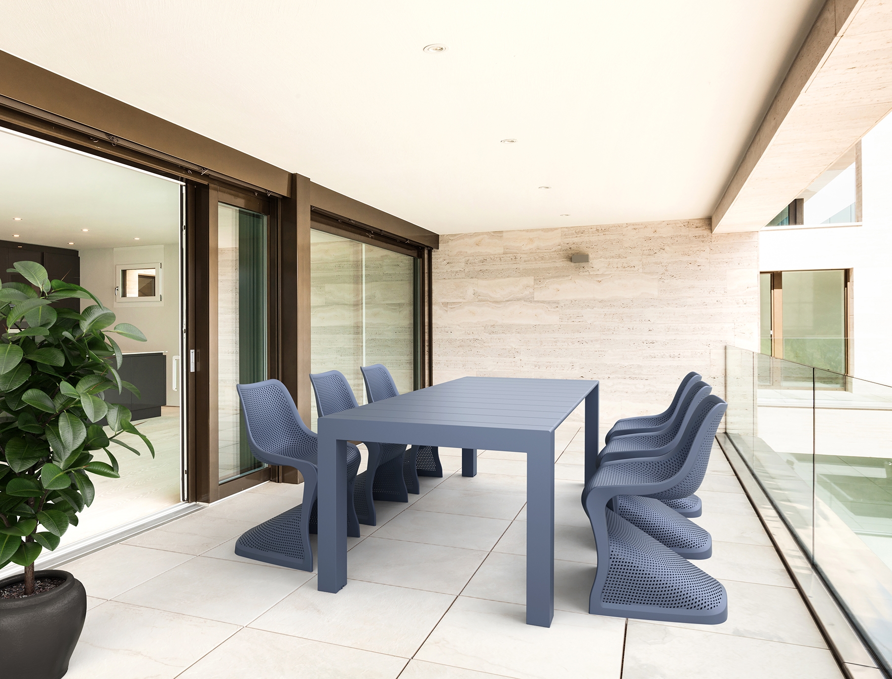 Σετ Τραπεζαρίας 7τμχ Dark Grey 100X180/220Χ75εκ. 1
