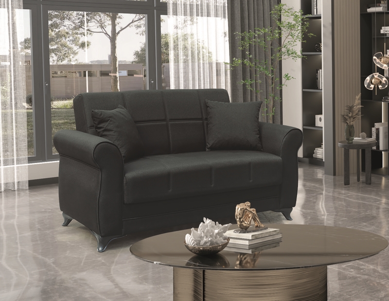 BLACK ΥΦΑΣΜΑ 2ΘΕΣΙΟΣ ΚΑΝΑΠΕΣ/ΚΡΕΒΑΤΙ ΜΕ ΑΠΟΘ.ΧΩΡΟ 150Χ80εκ. 1