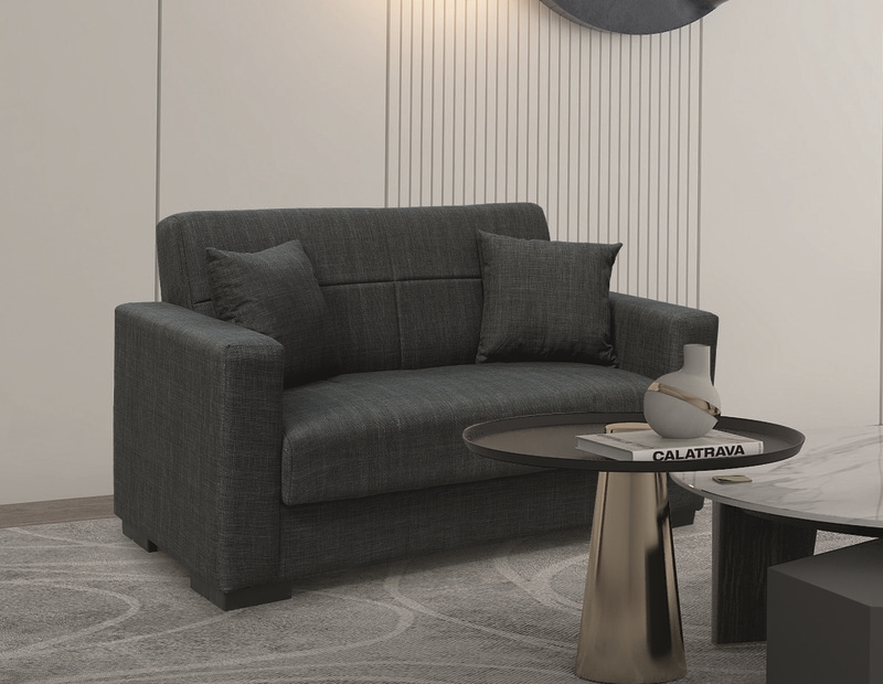 BLACK ΥΦΑΣΜΑ 2ΘΕΣΙΟΣ ΚΑΝΑΠΕΣ/ΚΡΕΒΑΤΙ ΜΕ ΑΠΟΘ.ΧΩΡΟ 150Χ80εκ. 1