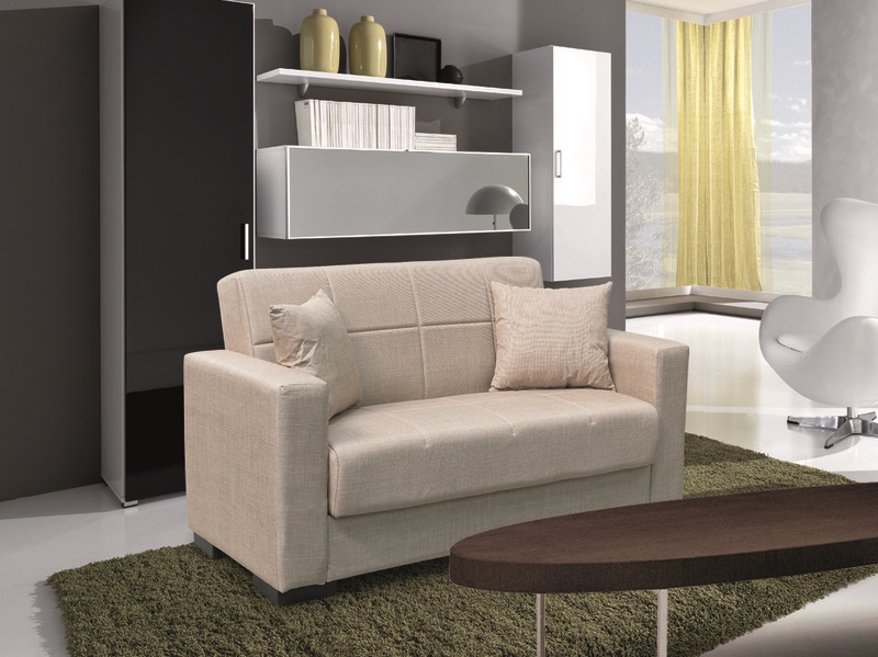 LIGHT BROWN ΥΦΑΣΜΑ 2ΘΕΣΙΟΣ ΚΑΝΑΠΕΣ/ΚΡΕΒΑΤΙ ΜΕ ΑΠΟΘ.ΧΩΡΟ 150Χ80εκ. 1