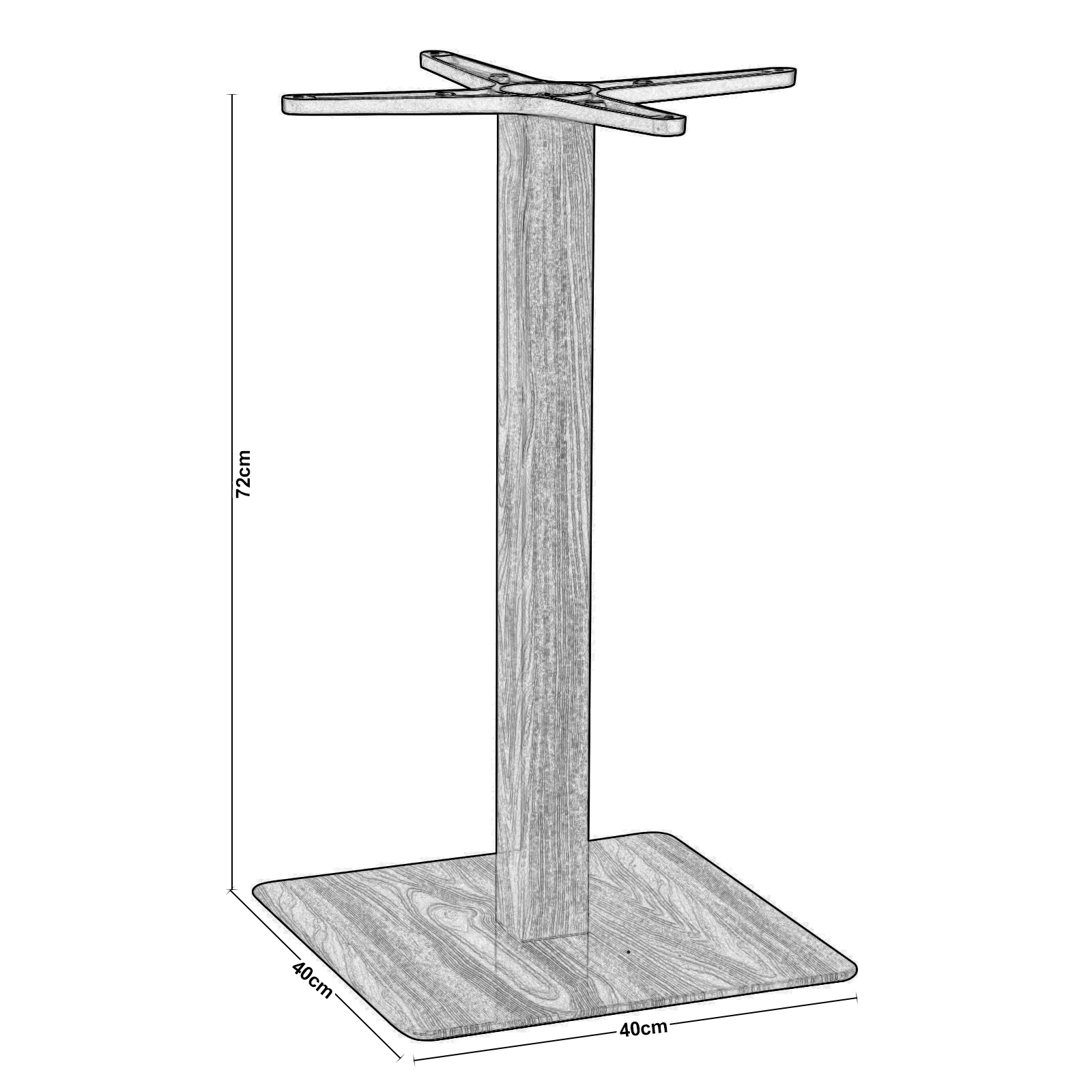 Βάση Τραπεζιού 40x40cm H.72cm Μέταλλο Βαφή Απόχρωση Ξύλου Φυσικό / 11,85kg 3