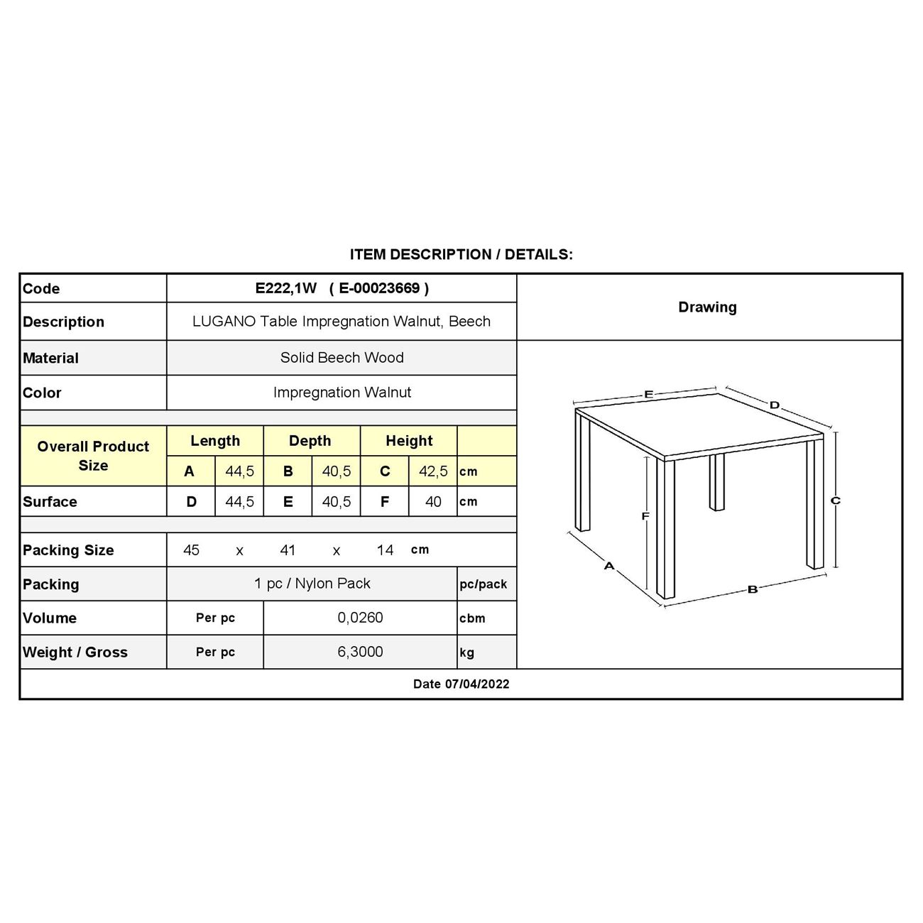Τραπεζάκι Βοηθητικό Ξαπλώστρας, Ξύλο Οξυά, Βαφή Εμποτισμού Απόχρωση Καρυδί 3