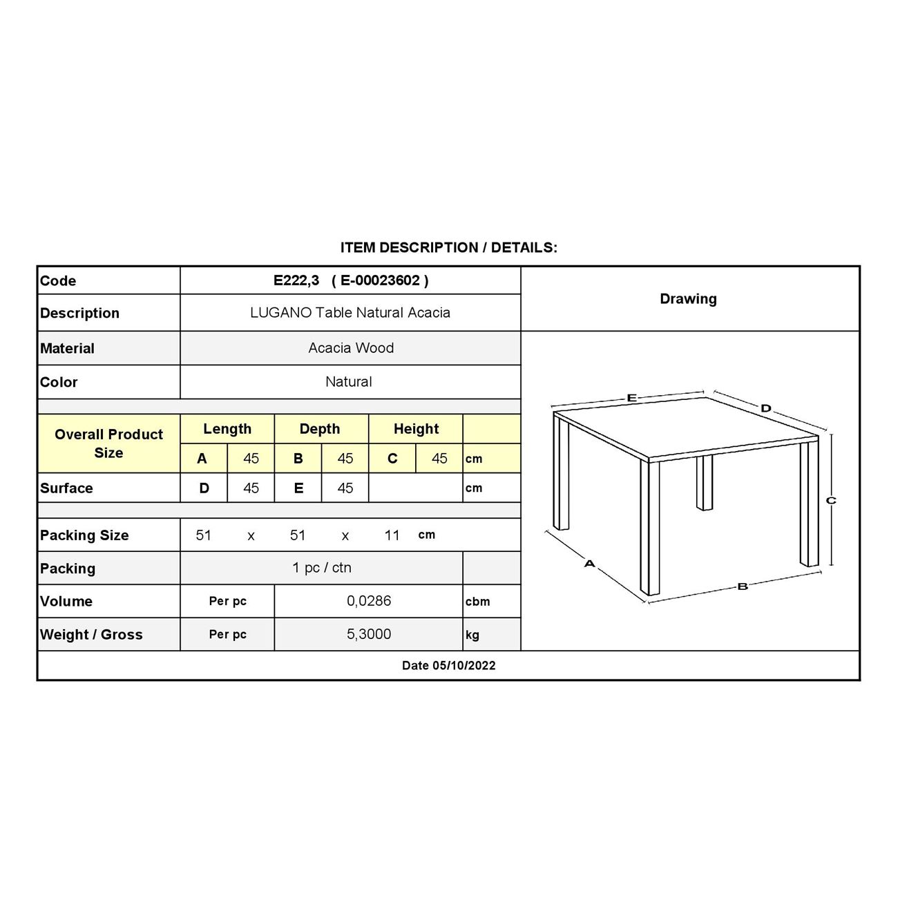 Τραπεζάκι Βοηθητικό Ξαπλώστρας, Ξύλο Acacia Απόχρωση Φυσικό 4