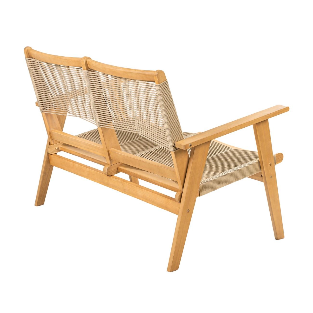 Living Καναπές 2θέσιος Καθιστικού Βεράντας-Κήπου, Ακακία Φυσικό-Rope Wicker Μπεζ 3