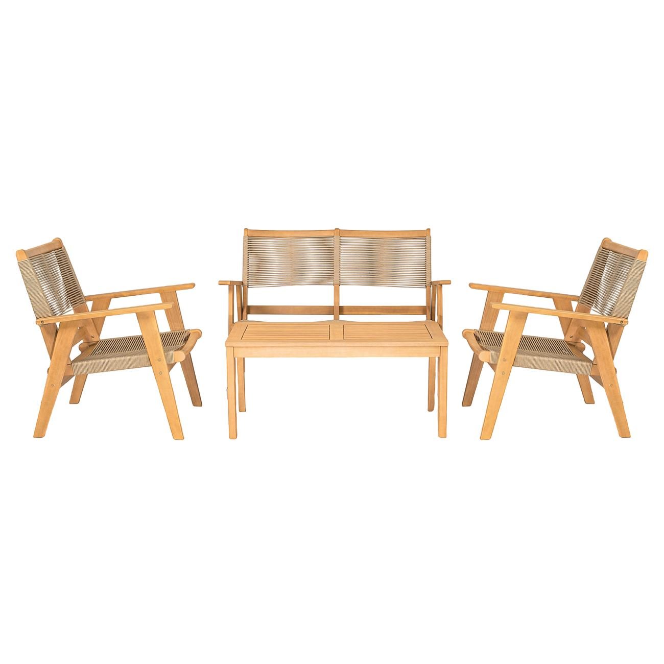 Living Καναπές 2θέσιος Καθιστικού Βεράντας-Κήπου, Ακακία Φυσικό-Rope Wicker Μπεζ 6