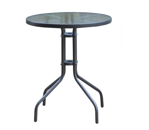 Τραπέζι Μέταλλο Βαφή Γκρι - Γυαλί Tempered 1