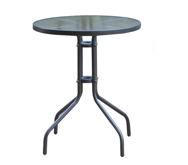 Τραπέζι Μέταλλο Βαφή Γκρι - Γυαλί Tempered 2