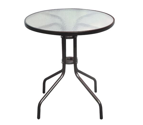 Τραπέζι Μέταλλο Βαφή Καφέ - Γυαλί Tempered 1