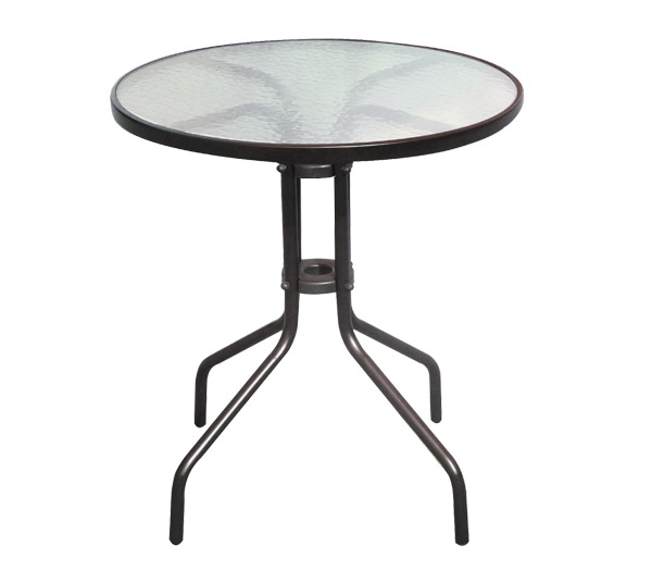 Τραπέζι Μέταλλο Βαφή Καφέ - Γυαλί Tempered 2