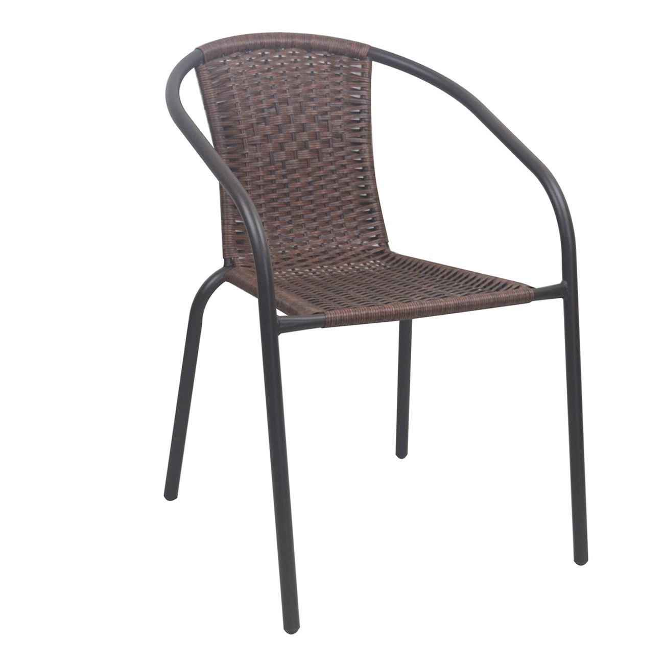 Πολυθρόνα Στοιβαζόμενη, Μέταλλο Βαφή Καφέ, Wicker Brown 2