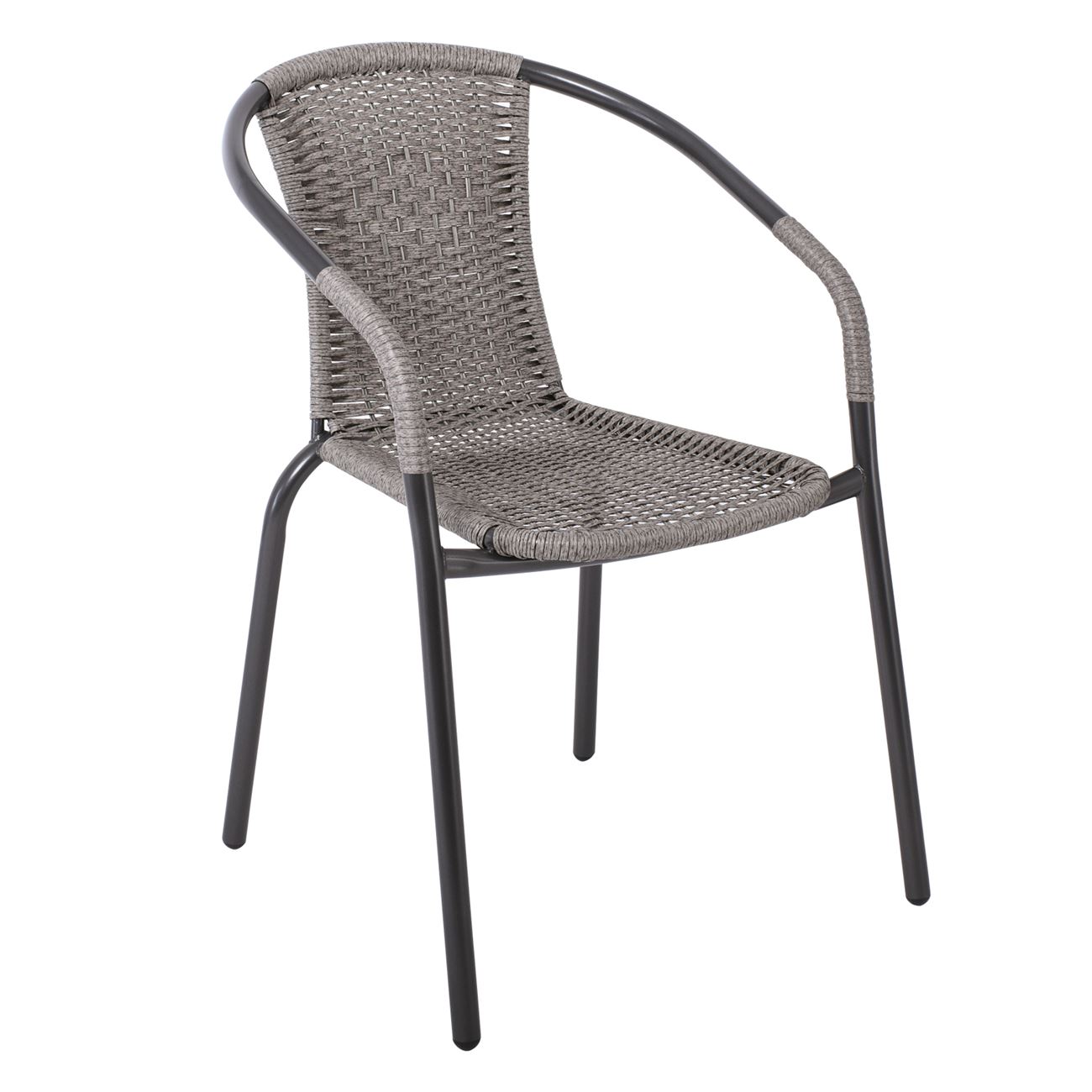 Πολυθρόνα Μέταλλο Βαφή Ανθρακί, Wicker Mixed Grey 2