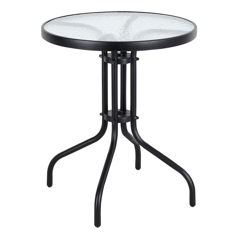 Τραπέζι Κήπου - Βεράντας, Μέταλλο Βαφή Ανθρακί, Γυαλί Tempered 1