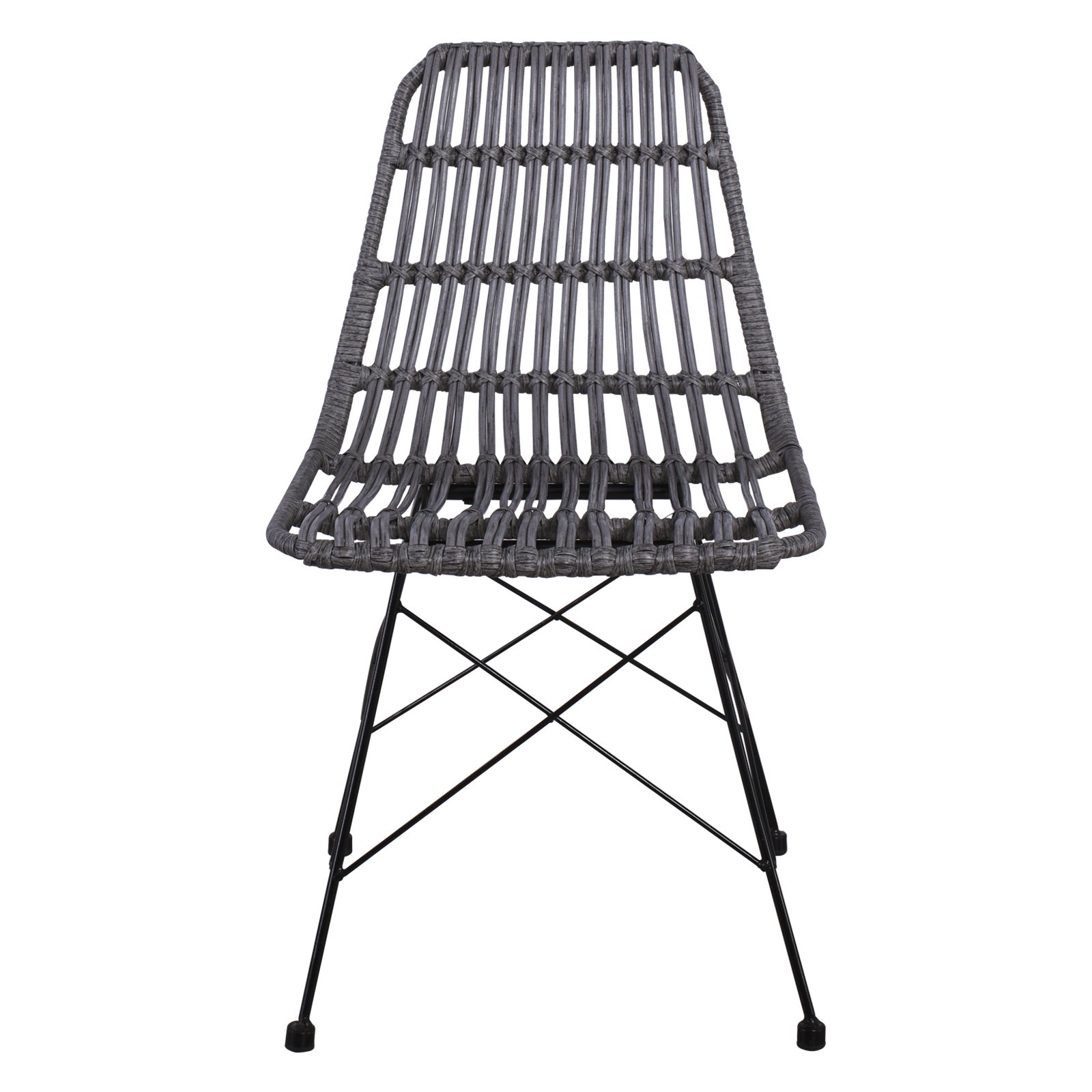 Καρέκλα Κήπου Βεράντας Μέταλλο Βαφή Μαύρο - Wicker Γκρι 3