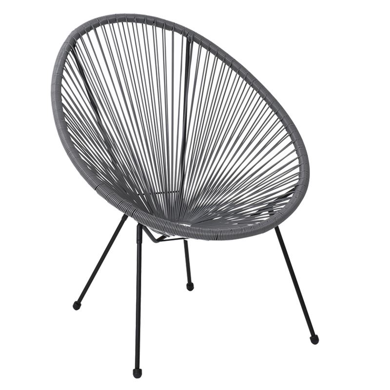 Πολυθρόνα Μέταλλο Βαφή Μαύρο - Rattan Γκρι 1