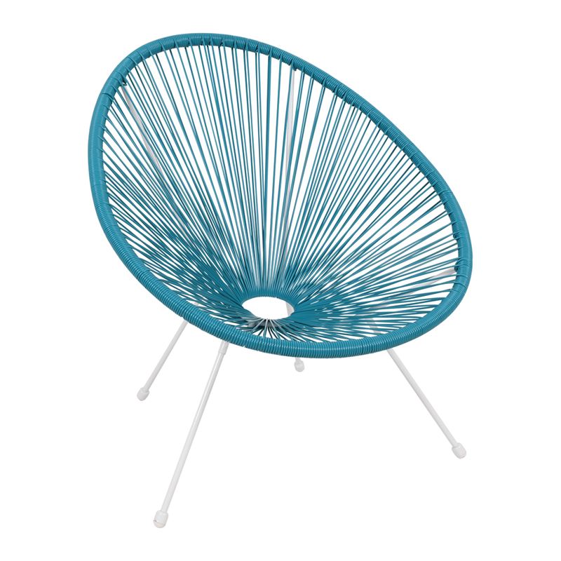 Πολυθρόνα Μέταλλο Βαφή Άσπρο - Rattan Μπλε 1