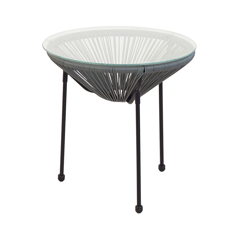 Τραπεζάκι Μέταλλο Βαφή Μαύρο - Plastic Rattan Γκρι 1