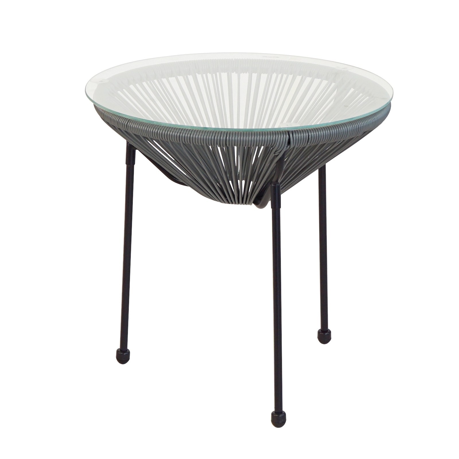 Τραπεζάκι Μέταλλο Βαφή Μαύρο - Plastic Rattan Γκρι 2