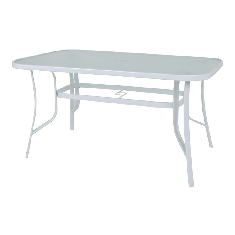 Τραπέζι Μεταλλικό Άσπρο/Pear Clear γυαλί 1