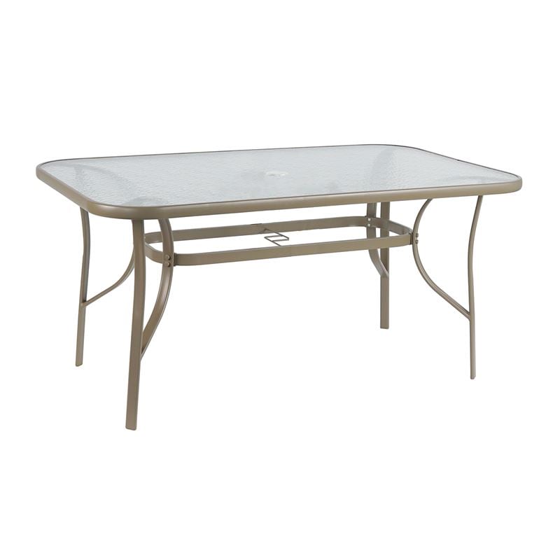 Τραπέζι Κήπου - Βεράντας, Μέταλλο Βαφή Μπεζ, Γυαλί 1
