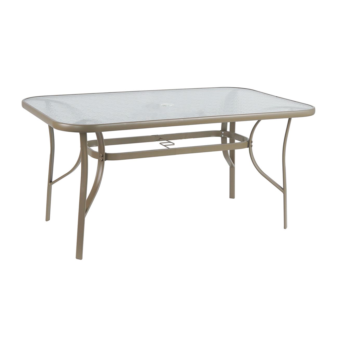 Τραπέζι Κήπου - Βεράντας, Μέταλλο Βαφή Μπεζ, Γυαλί 2