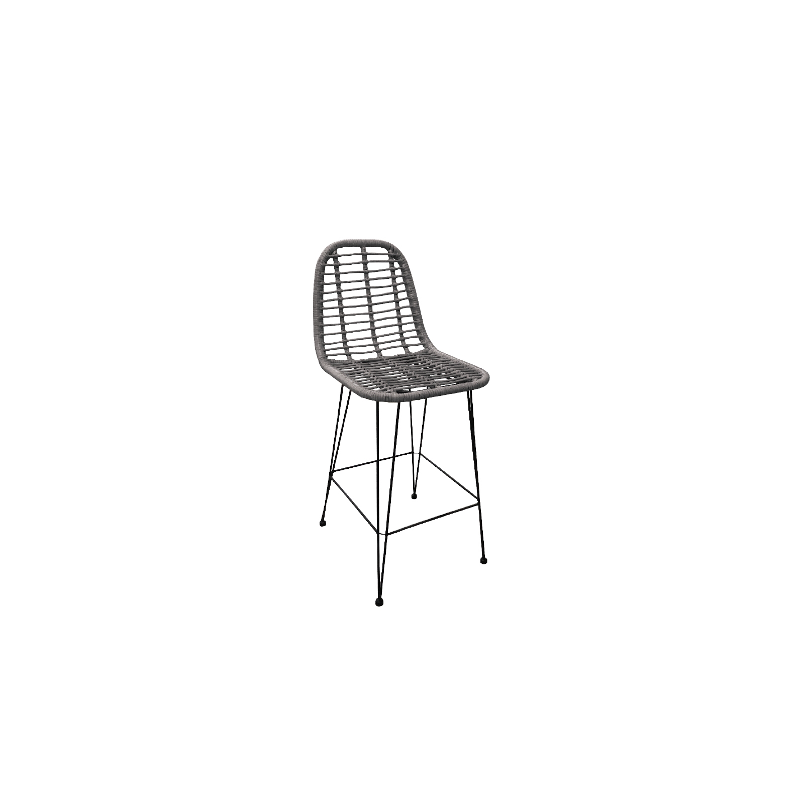 Σκαμπώ Bar Μέταλλο Βαφή Μαύρο - Wicker Γκρι 2